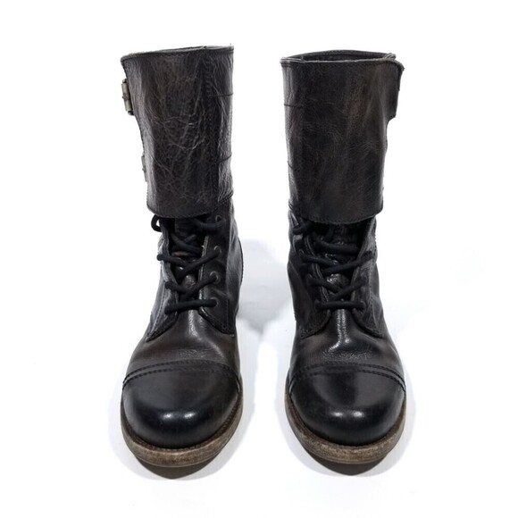 Allsaints Damisi Leather Buckle High Top Block Combat Boots 90s Biker Grunge 7 - Picture 5 of 11